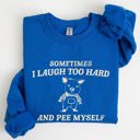 XL Royal Blue Laugh Too Hard Pee Myself Pig Meme Graphic Illustration Hilarious Pig Meme Design For Laugh Lovers Sweatshirt