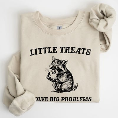 Little Treats Solve Big Problems Raccoon Meme Aesthetic Funny Edition Sweatshirt