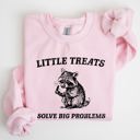 XXXL Light Pink Little Treats Solve Big Problems Raccoon Meme Aesthetic Funny Edition Sweatshirt