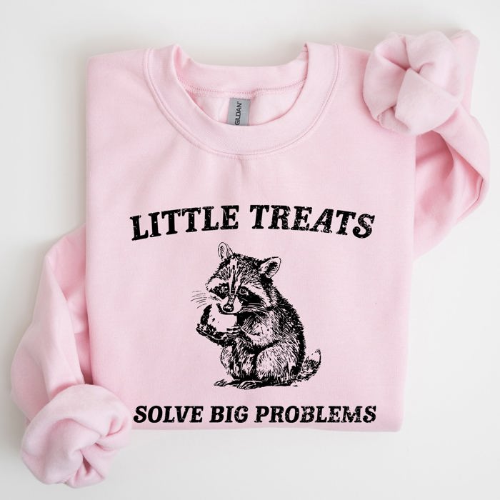 Little Treats Solve Big Problems Raccoon Meme Aesthetic Funny Edition Sweatshirt