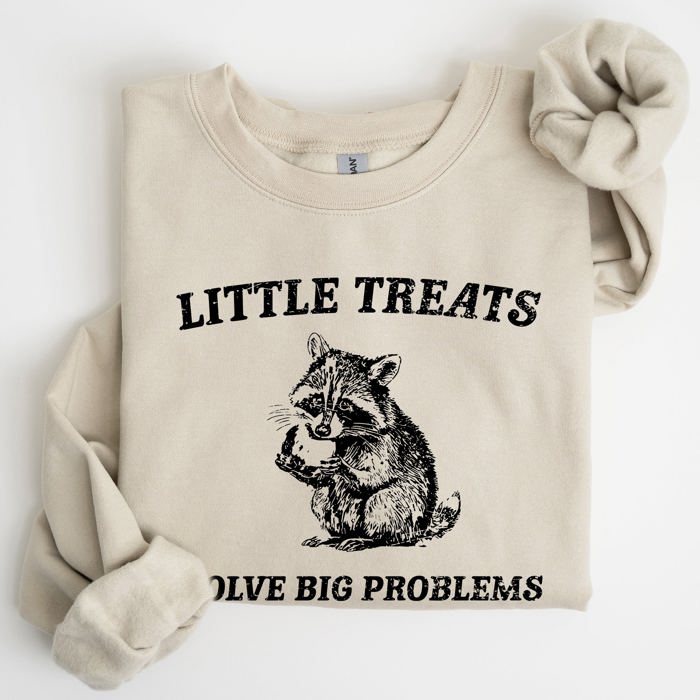 Little Treats Solve Big Problems Raccoon Meme Aesthetic Funny Edition Sweatshirt