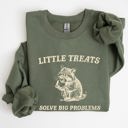 Medium Military Green Little Treats Solve Big Problems Raccoon Meme Aesthetic Funny Edition Sweatshirt