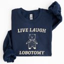 XXL Navy Live Laugh Lobotomy Bear Meme Collection Inspired Graphic Pop Culture Reference Sweatshirt