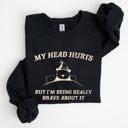 Medium Black My Head Hurts Bear Sick Meme Aesthetic Funny Graphic Premium Soft Cotton Sweatshirt