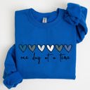 Large Royal Blue One Day At A Time Mental Health Wellness Hearts Supportive Wellbeing Message Sweatshirt
