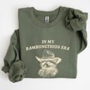 Medium Military Green Rambunctious Era Raccoon Meme Aesthetic Funny Pop Culture Icon Cozy Fleece Edition Sweatshirt