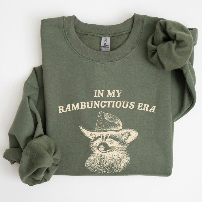 Rambunctious Era Raccoon Meme Aesthetic Funny Pop Culture Icon Cozy Fleece Edition Sweatshirt