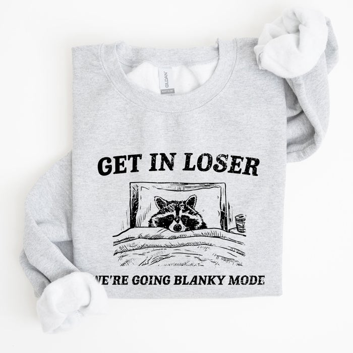 Blanky Mode Raccoon Meme Cartoon Character Pop Culture Reference Internet Meme Sweatshirt