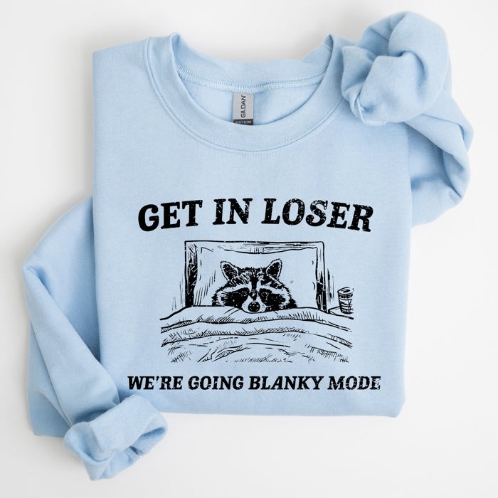 Blanky Mode Raccoon Meme Cartoon Character Pop Culture Reference Internet Meme Sweatshirt