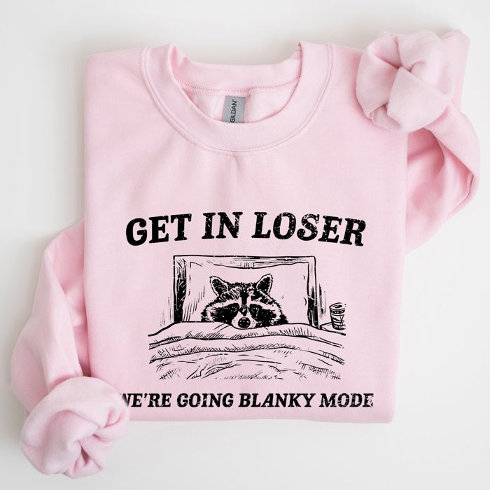 Blanky Mode Raccoon Meme Cartoon Character Pop Culture Reference Internet Meme Sweatshirt