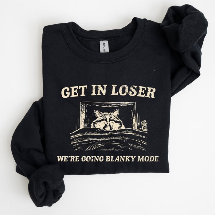 Blanky Mode Raccoon Meme Cartoon Character Pop Culture Reference Internet Meme Sweatshirt