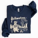 Small Navy Retro Yellowstone National Park Bear Chipmunk Nature Landscape Illustration Sweatshirt