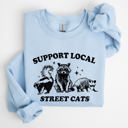 XXL Light Blue Support Local Street Cats Raccoon Skunk Possum Meme Sweatshirt For Animal Lovers