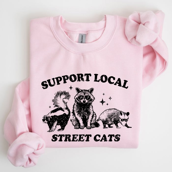 Support Local Street Cats Raccoon Skunk Possum Meme Sweatshirt For Animal Lovers
