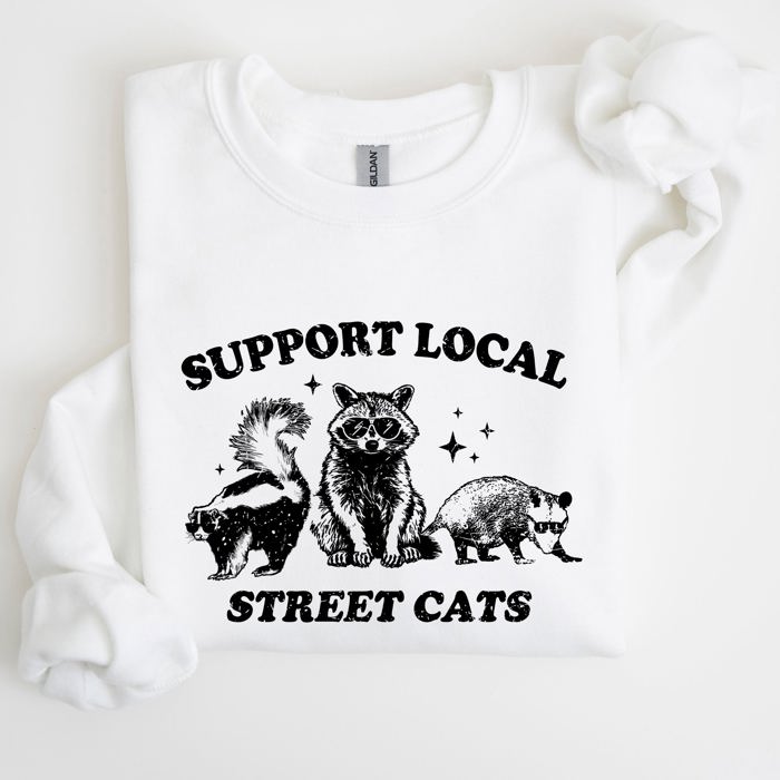 Support Local Street Cats Raccoon Skunk Possum Meme Sweatshirt For Animal Lovers