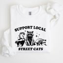XL White Support Local Street Cats Raccoon Skunk Possum Meme Sweatshirt For Animal Lovers