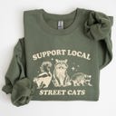 Small Military Green Support Local Street Cats Raccoon Skunk Possum Meme Sweatshirt For Animal Lovers