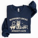 XL Navy Support Local Street Cats Raccoon Skunk Possum Meme Sweatshirt For Animal Lovers