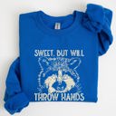 XXL Royal Blue Sweet But Will Throw Hands Raccoon Illustration Expression Of Attitude And Sass Graphic Sweatshirt
