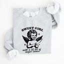 XXXL Ash Light Gray Sweet Girl Anger Issues Cupid Angel Meme Aesthetic Funny Graphic Deluxe Edition Sweatshirt