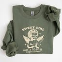 XXXL Military Green Sweet Girl Anger Issues Cupid Angel Meme Aesthetic Funny Graphic Deluxe Edition Sweatshirt