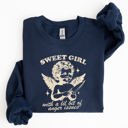 Small Navy Sweet Girl Anger Issues Cupid Angel Meme Aesthetic Funny Graphic Deluxe Edition Sweatshirt