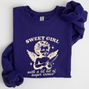 Small Purple Sweet Girl Anger Issues Cupid Angel Meme Aesthetic Funny Graphic Deluxe Edition Sweatshirt