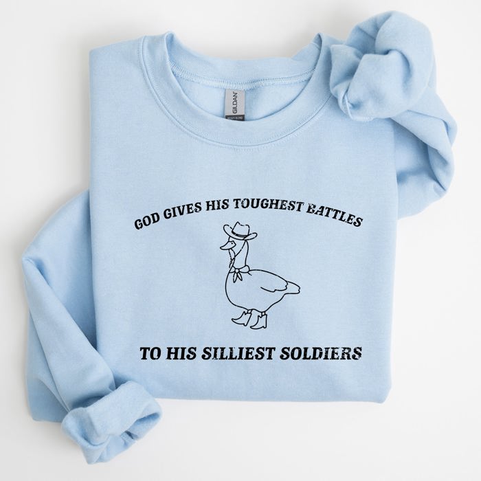 Toughest Battles Silliest Soldier Goose Meme Aesthetic Humor Premium Cotton Sweatshirt