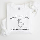 Large White Toughest Battles Silliest Soldier Goose Meme Aesthetic Humor Premium Cotton Sweatshirt