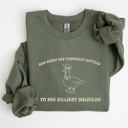 Large Military Green Toughest Battles Silliest Soldier Goose Meme Aesthetic Humor Premium Cotton Sweatshirt