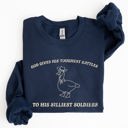 XXL Navy Toughest Battles Silliest Soldier Goose Meme Aesthetic Humor Premium Cotton Sweatshirt