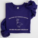 Small Purple Toughest Battles Silliest Soldier Goose Meme Aesthetic Humor Premium Cotton Sweatshirt