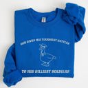 Large Royal Blue Toughest Battles Silliest Soldier Goose Meme Aesthetic Humor Premium Cotton Sweatshirt