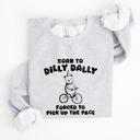XXL Ash Light Gray Born To Dilly Dally Bear Meme Sweatshirt