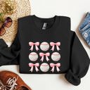  Baseball Pink Bows Mother Mama Sports Coquette Vintage Inspired Cozy Heartfelt Fan Mom Sweatshirt