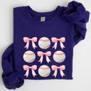  Baseball Pink Bows Mother Mama Sports Coquette Vintage Inspired Cozy Heartfelt Fan Mom Sweatshirt