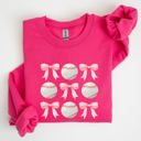 XXXL Heliconia Bright Pink Baseball Pink Bows Mother Mama Sports Coquette Vintage Inspired Cozy Heartfelt Fan Mom Sweatshirt