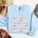 XXL Light Blue Baseball Pink Bows Mother Mama Sports Coquette Vintage Inspired Cozy Heartfelt Fan Mom Sweatshirt