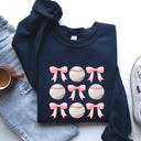 XXL Navy Baseball Pink Bows Mother Mama Sports Coquette Vintage Inspired Cozy Heartfelt Fan Mom Sweatshirt