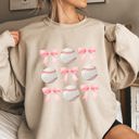 XL Sand Baseball Pink Bows Mother Mama Sports Coquette Vintage Inspired Cozy Heartfelt Fan Mom Sweatshirt