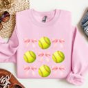  Softball Pink Bows Sports Coquette Vintage Inspired Soft Touch Cozy Fleece Sweatshirt
