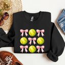 XXL Black Softball Pink Bows Sports Coquette Vintage Inspired Soft Touch Cozy Fleece Sweatshirt