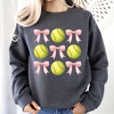 XXXL Dark Gray Heather Softball Pink Bows Sports Coquette Vintage Inspired Soft Touch Cozy Fleece Sweatshirt
