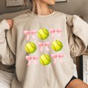 Large Sand Softball Pink Bows Sports Coquette Vintage Inspired Soft Touch Cozy Fleece Sweatshirt