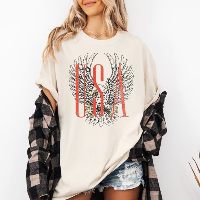 USA Eagle Festival Summer Concert Patriotism Under Wide Open Skies And Canyon Sunsets Comfort Colors Tee