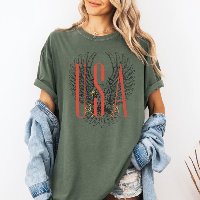 USA Eagle Festival Summer Concert Patriotism Under Wide Open Skies And Canyon Sunsets Comfort Colors Tee