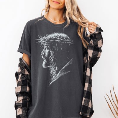Jesus Silhouette Gospel Message of Hope and Faith for Everyday Wear Comfort Colors Tee