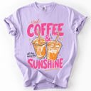 Medium Orchid Light Purple Iced Coffee And Sunshine Caffeine Fueled Summer Morning Daily Vibe Comfort Colors Tee