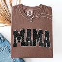 XXL Espresso Brown Mama Black Leopard And Checkered Pattern Motif Celebrating Mom Life For Everyday Wear Comfort Colors Tee