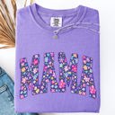  Mama Bright Flowers Varsity Colorful Mother's Day Floral Celebration Design Comfort Colors Tee